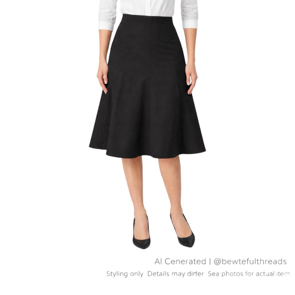 Studio 1940 Size 12 Black A-Line Midi Skirt 25” Modest Minimalist